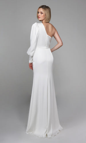 UNK-7065. Long, One Shoulder, Straight, Closed Back image 4
