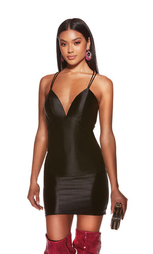 UNK-4856. Short, V-neck, Straight, Strappy Back image 0