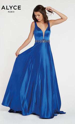 UNK-1422. Long, Plunging Neckline, A-Line image 9