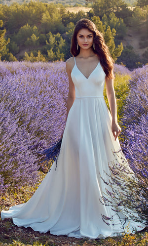 UNK-7089. Long, V-neck, A-line, V Shaped Back image 2