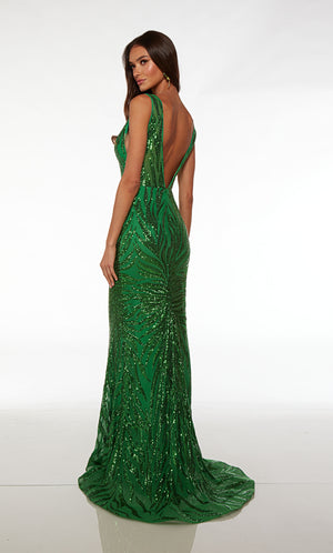 UNK-61566. Long, Plunging Neckline, Fit N Flare image 1