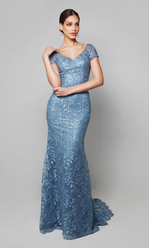 UNK-27602. Long, V-neck, Fit N Flare, V Shaped Back image 2