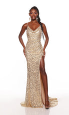 UNK-61378. Long, Cowl Neck, Straight, Open Back image 0