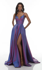 UNK-1736. Long Sexy Dress, Plunging Neckline, A-line image 5