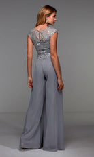 UNK-27488. Long Formal Playsuit, Illusion Neckline, Jumpsuit image 9