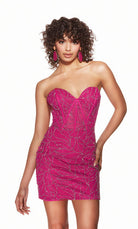 UNK-4861. Short, Strapless, Straight, Lace-up Back image 0