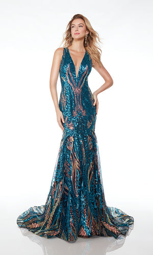 UNK-61657. Long, Plunging Neckline, Mermaid image 0