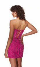 UNK-4861. Short, Strapless, Straight, Lace-up Back image 1