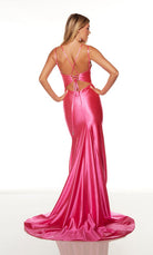 UNK-61436. Long, V Neck, Fit N Flare, Lace Up Back image 6