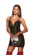 UNK-4856. Short, V-neck, Straight, Strappy Back image 3