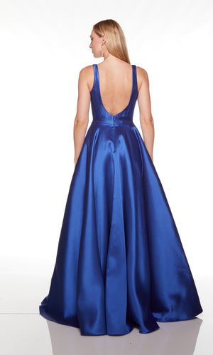 UNK-1757. Long, Plunging Neckline, A-line, Open Back image 4