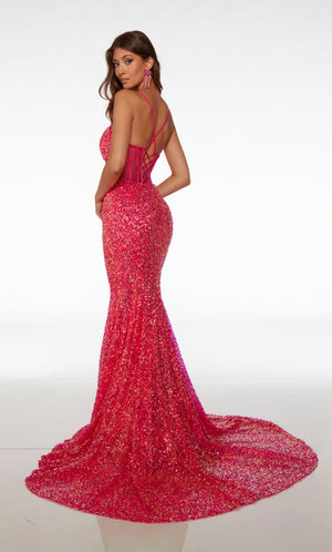 UNK-61503. Long, Plunging Neckline, Fit And Flare image 1