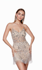 UNK-4672. Short, V-neck, Straight, Open Back image 5