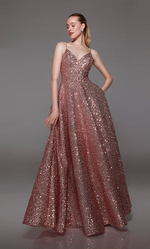 UNK-1792. Long, V-neckline, A-line, V-shaped Back image 0