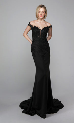 UNK-7026. Long Bridal Gown, Off The Shoulder, Fit N Flare image 7