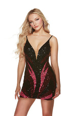 UNK-4884. Short, Plunging Neckline, Straight image 4