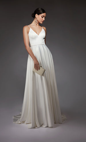 UNK-7089. Long, V-neck, A-line, V Shaped Back image 3