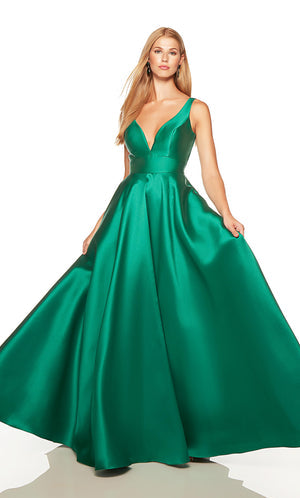 UNK-1757. Long, Plunging Neckline, A-line, Open Back image 2