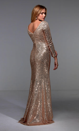 UNK-27523. Long Ruched Dress, V-neck, Straight image 4