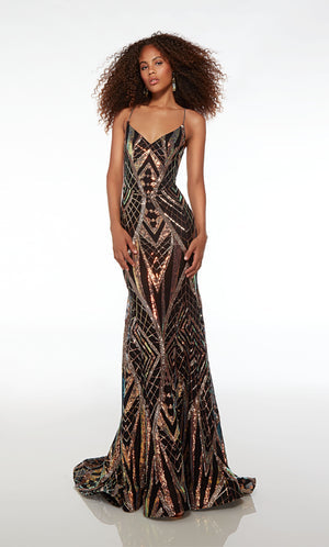 UNK-61698. Long, V-neckline, Mermaid, Strappy Back image 2