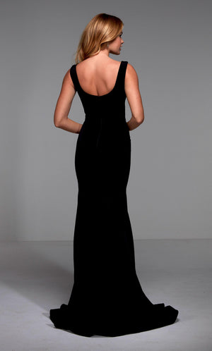 UNK-27538. Long Gala Dress, High Neck, Fit N Flare image 1
