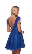 UNK-3151. Short, Plunging Neckline, A-line image 1