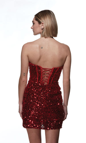 UNK-4909. Short, Strapless, Straight, Lace-up Back image 4
