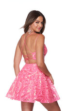 UNK-3125. Short, Plunging Neckline, A-line image 1