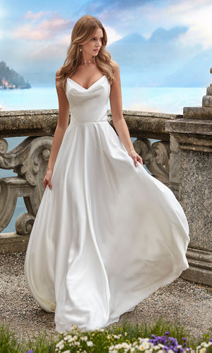 UNK-7100. Long, Cowl Neck, A-line, Open Back image 0