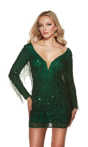 UNK-4873. Short, Plunging Neckline, Straight, Open Back image 5