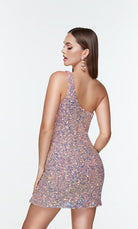 UNK-4541. Short, One Shoulder, Straight, Closed Back image 6