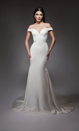 UNK-7098. Long, Off The Shoulder, Fit N Flare image 6
