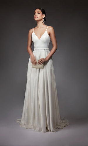 UNK-7089. Long, V-neck, A-line, V Shaped Back image 5