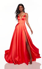 UNK-1745. Long, Plunging Neckline, Flowy, Lace Up Back image 3