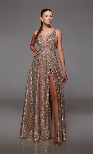 UNK-1793. Long, Plunging Neckline, A-line image 2