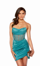 UNK-4713. Short, Strapless, Straight, Lace-up Back image 3