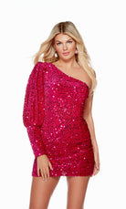 UNK-4748. Short, One Shoulder, Straight, Closed Back image 5