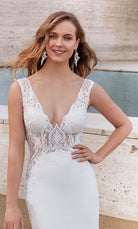 UNK-Wedding Dress: 5065. Long, Plunging Neckline, Mermaid image 0