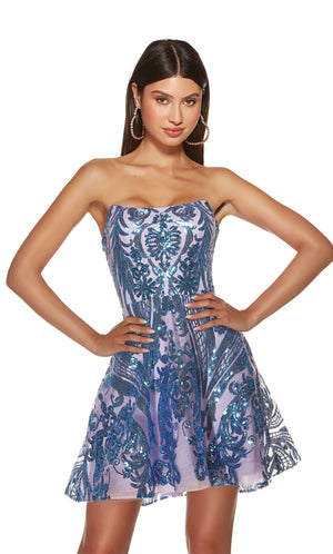 UNK-3773. Short, Strapless, A-line, Lace Up Back image 0