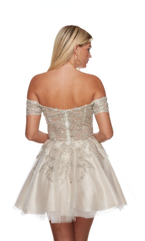 UNK-3146. Short, Off The Shoulder, A-line, Closed Back image 3