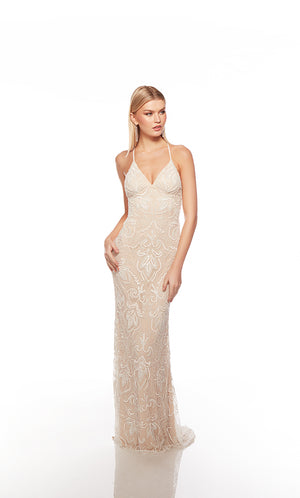 UNK-88007. Long, V Neckline, Straight, Open Back image 2