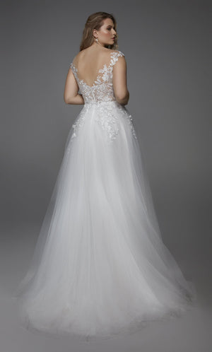 UNK-Wedding Dress: 5090. Long, Plunging Neckline, Medium Fullness image 5