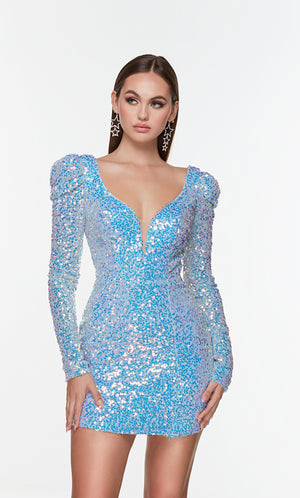 UNK-4540. Short, Plunging Neckline, Straight image 3