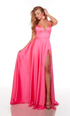 UNK-1745. Long, Plunging Neckline, Flowy, Lace Up Back image 0