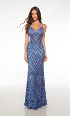 UNK-61609. Long, V-neckline, Straight/Fitted, V-shaped Back image 0