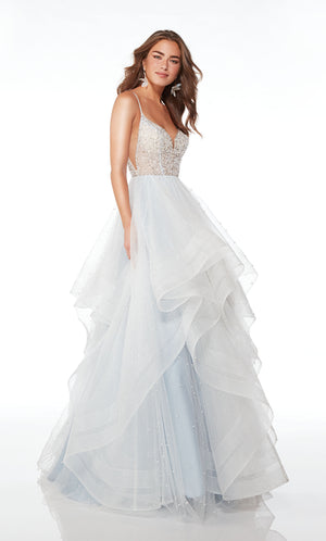 UNK-61672. Long, Plunging Neckline, Ballgown, Open Back image 0