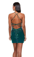 UNK-4359. Short Tight Prom Dress, Halter Neckline, Straight image 4