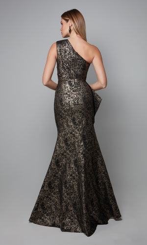 UNK-27620. Long, One Shoulder, Fit N Flare, Closed Back image 3