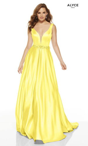 UNK-1422. Long, Plunging Neckline, A-Line image 6