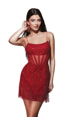 UNK-4805. Short, Scoop Neck, Straight, Lace-up Back image 1